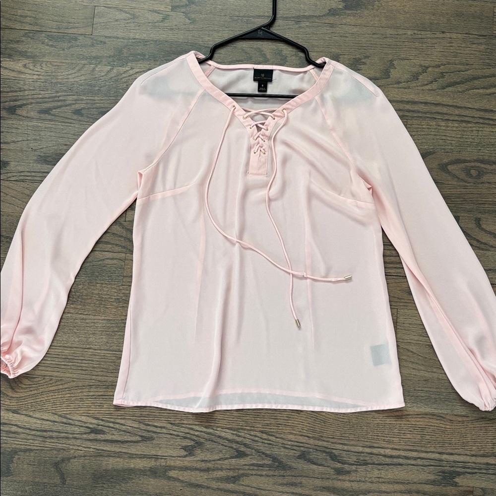 Worthington Light Pink Lace-Up Blouse - Picture 4 of 16